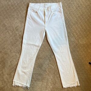 MOTHER Denim The Insider Crop Step Fray Fairest Of Them All White Jeans size 30